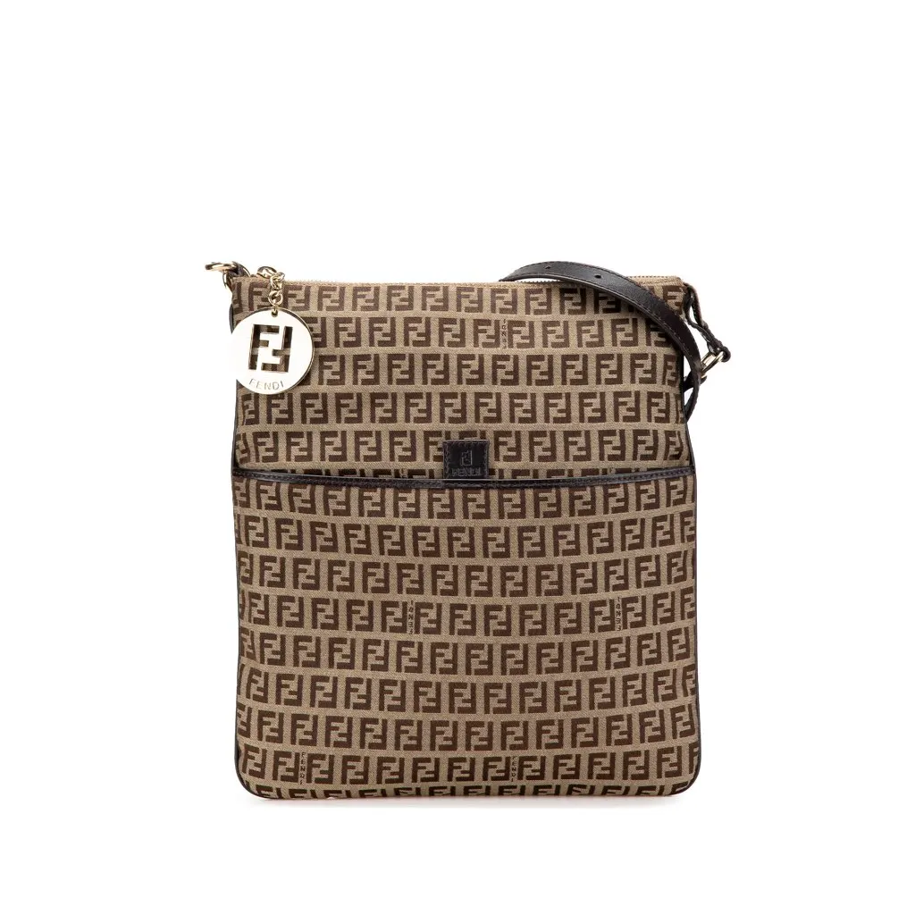 Fendi Zucchino Canvas Crossbody Brown Canvas Very good - Front View