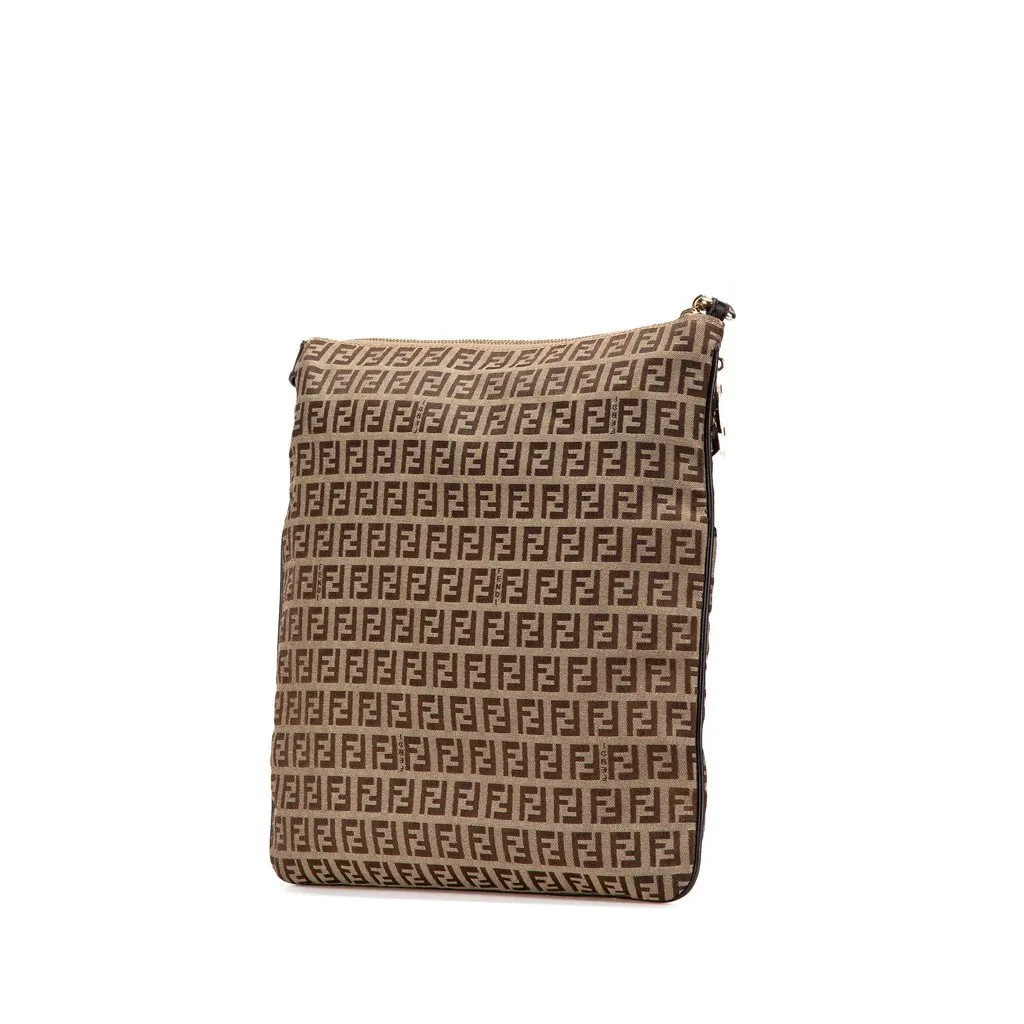 Fendi Zucchino Canvas Crossbody Brown Canvas Very good - Back View