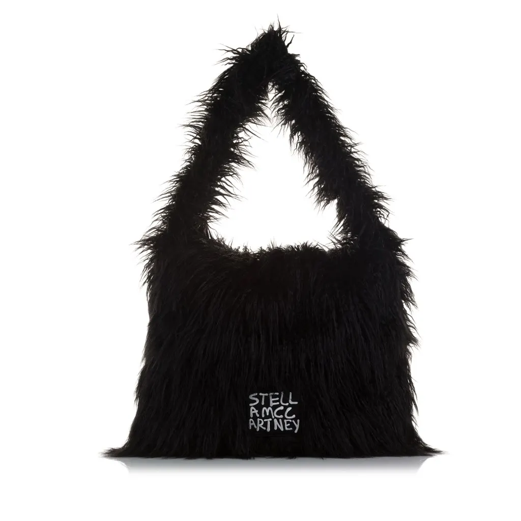 Stella McCartney x Ed Curtis Faux Fur Shoulder Bag Black Polyester Very good - Front View