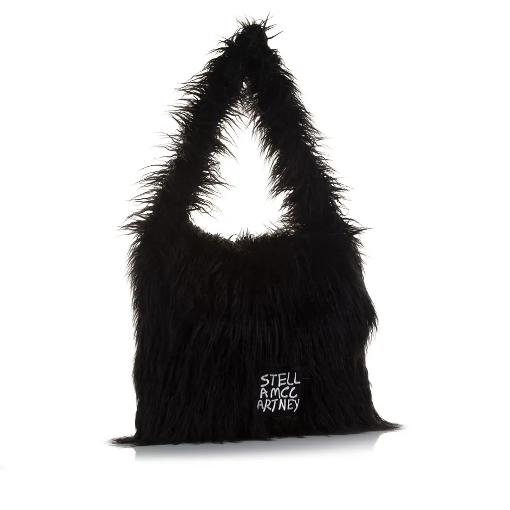 Stella McCartney x Ed Curtis Faux Fur Shoulder Bag Black Polyester Very good - Back View