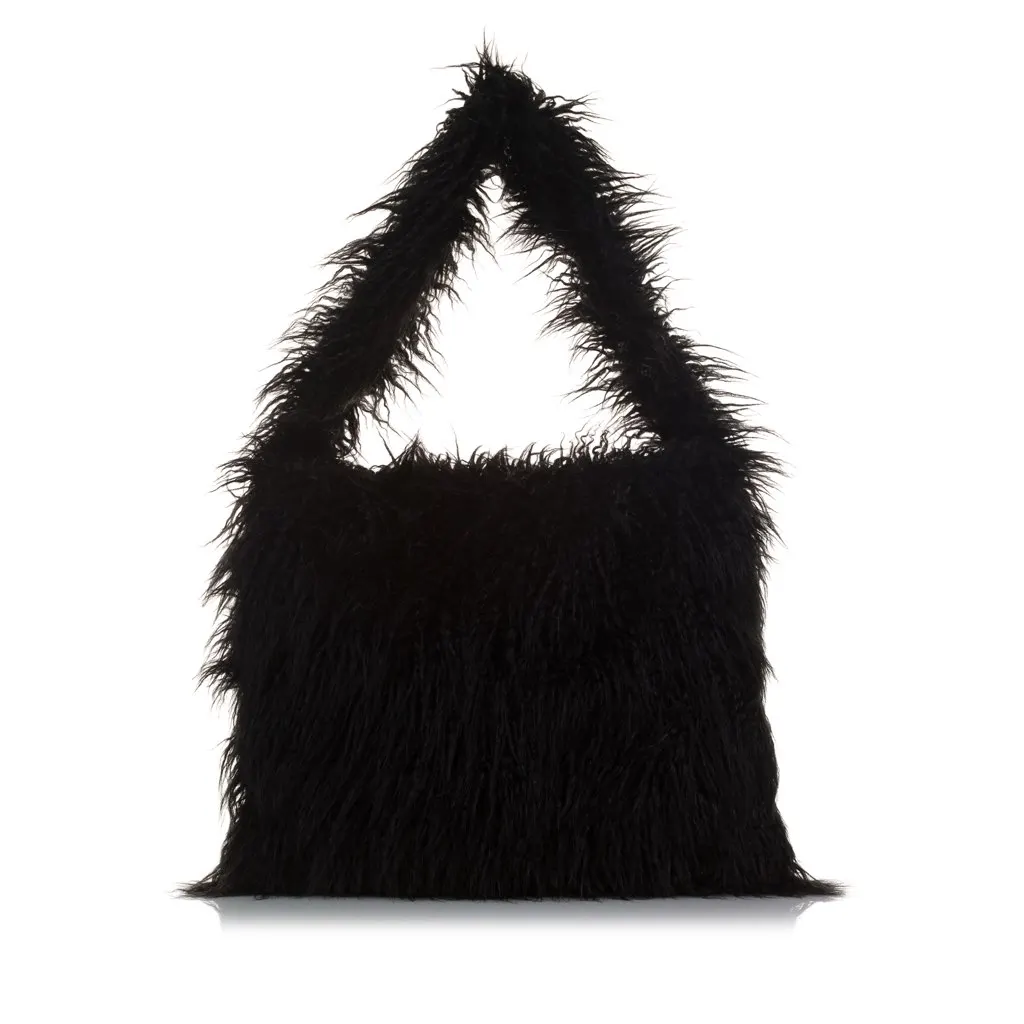 Stella McCartney x Ed Curtis Faux Fur Shoulder Bag Black Polyester Very good - Inside View