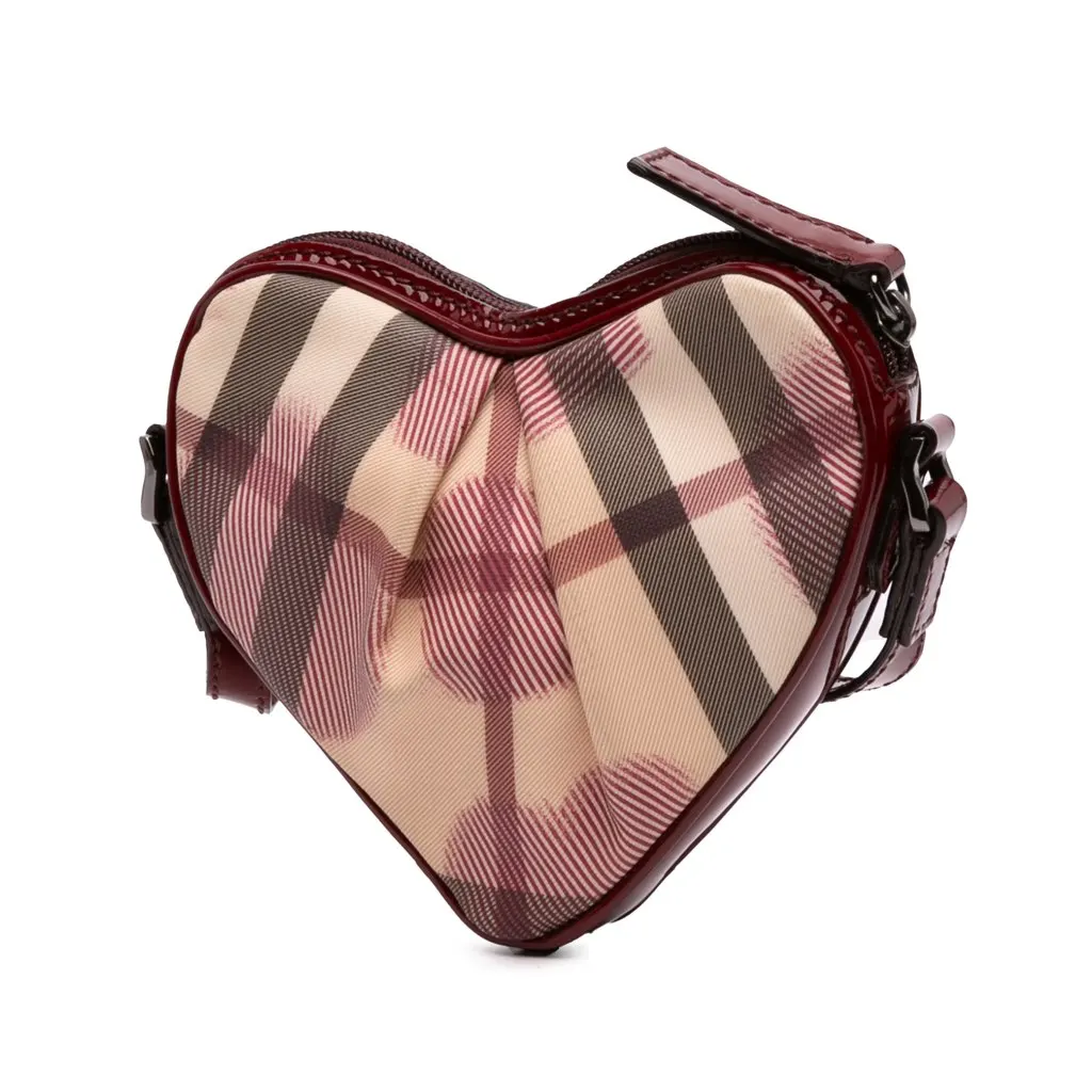 Burberry Nova Check Canvas Heart Crossbody Brown Canvas Good - Back View