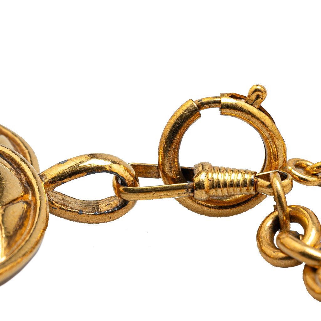 Chanel Gold Plated CC Quilted Pendant Necklace - 5