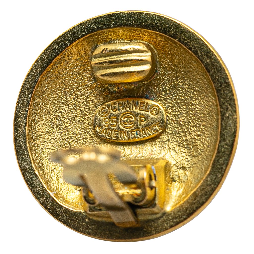 Chanel Gold Plated CC Round Clip on Earrings - 3