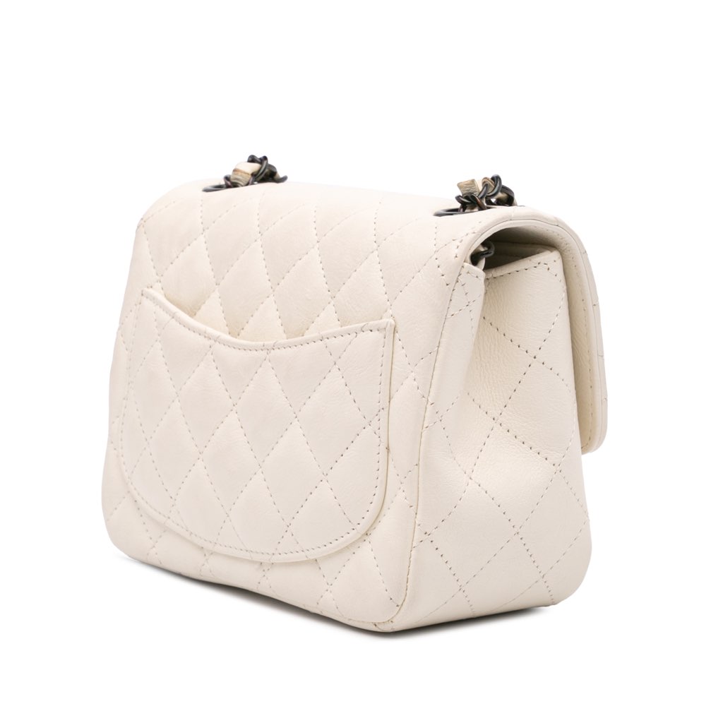 Chanel Mini Square Classic Crumpled Calfskin Single Flap - Back view
