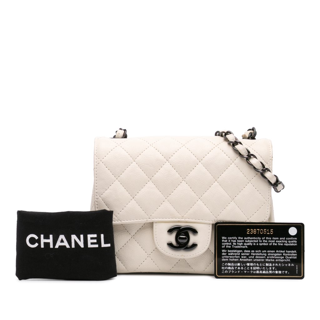 Chanel Mini Square Classic Crumpled Calfskin Single Flap - Image 14
