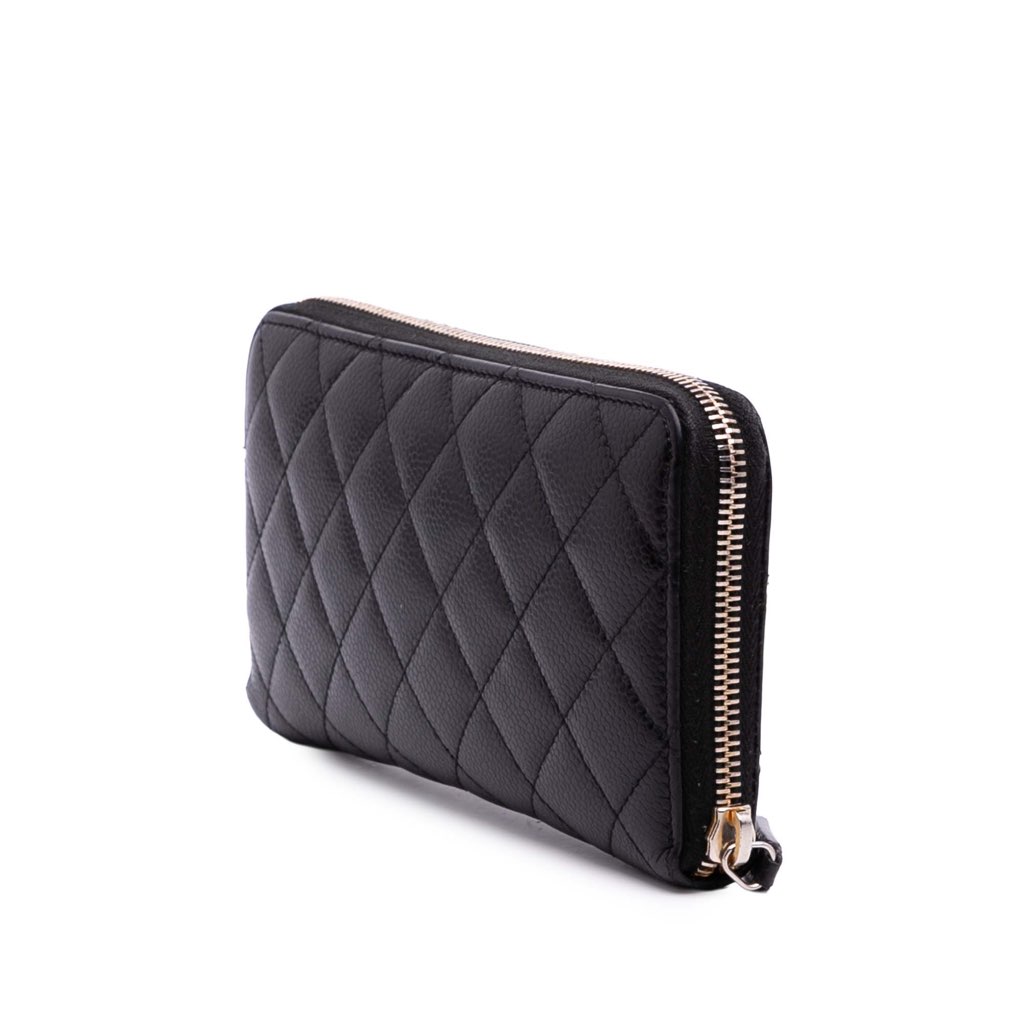 Chanel CC Quilted Caviar Zip Around Long Wallet - 2