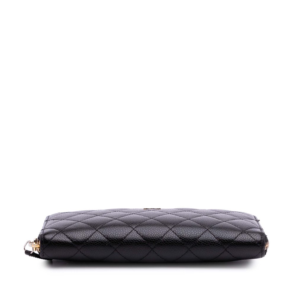 Chanel CC Quilted Caviar Zip Around Long Wallet - 3