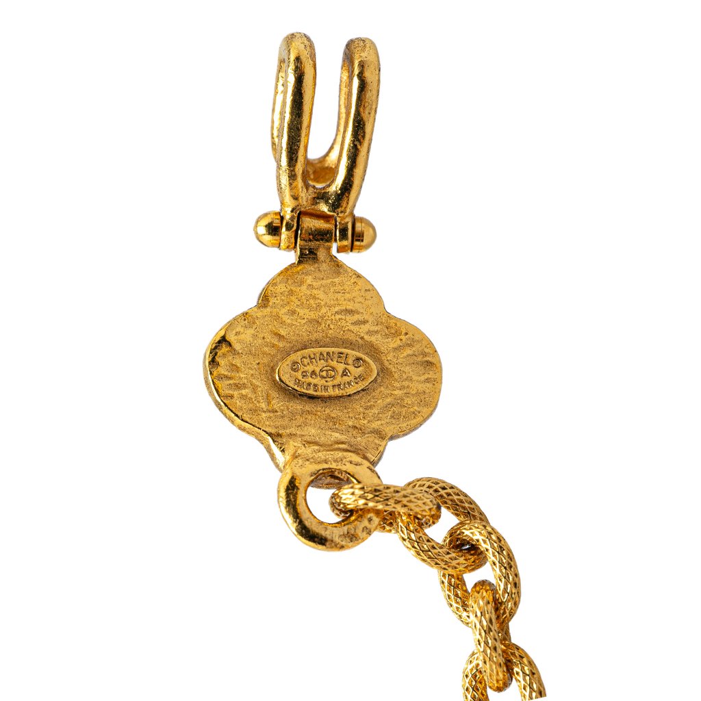 Chanel Gold Plated CC Clover Pendant Necklace - 2