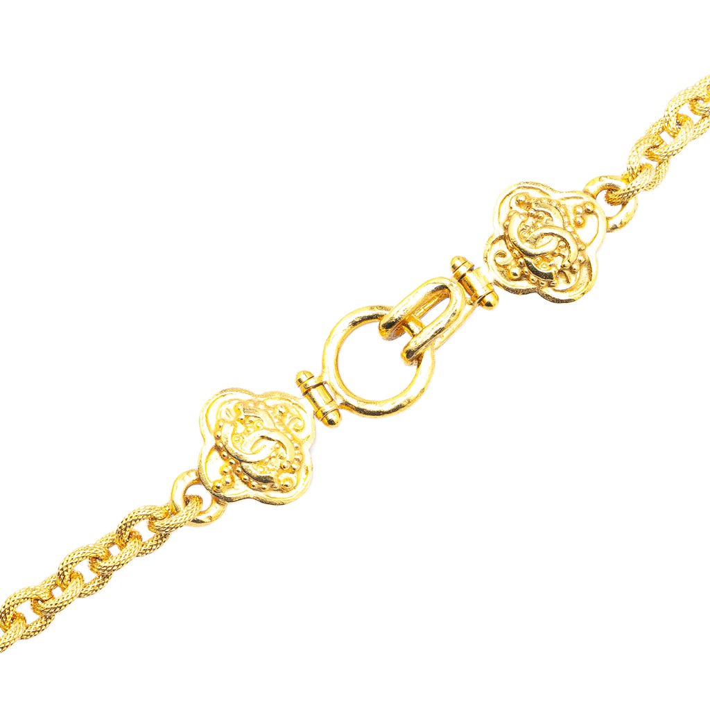Chanel Gold Plated CC Clover Pendant Necklace - 3