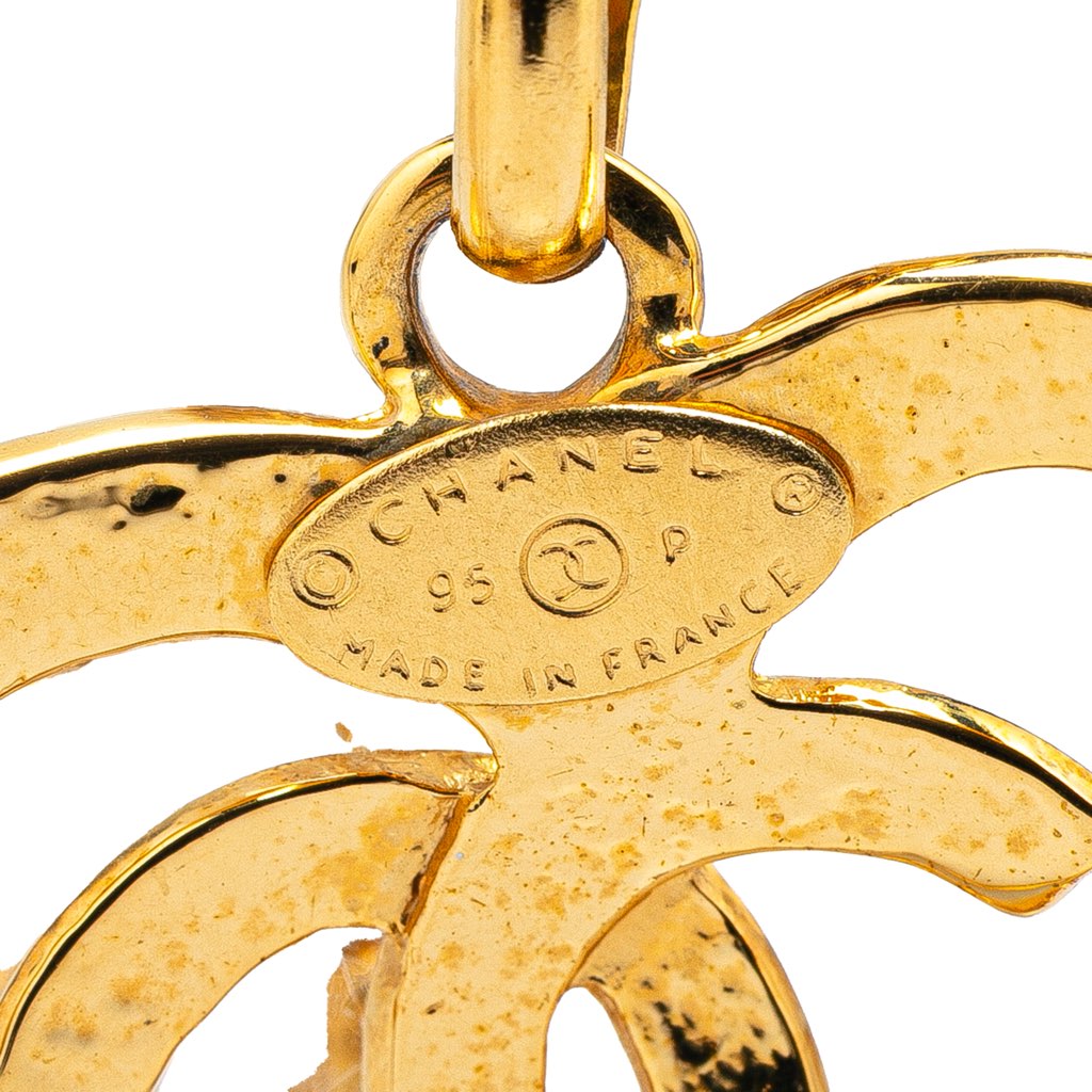 Chanel Gold Plated CC Heart Pendant Necklace - 2