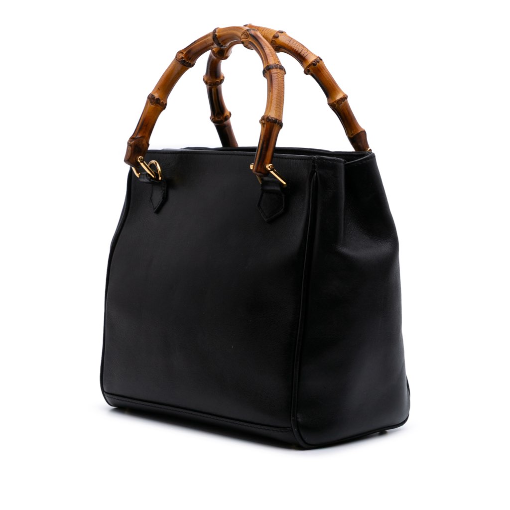 Gucci Small Leather Bamboo Satchel - 2
