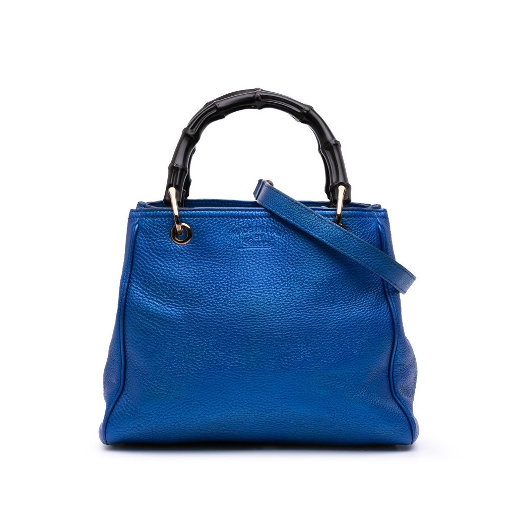 Gucci Small Metallic Calfskin Bamboo Shopper Satchel