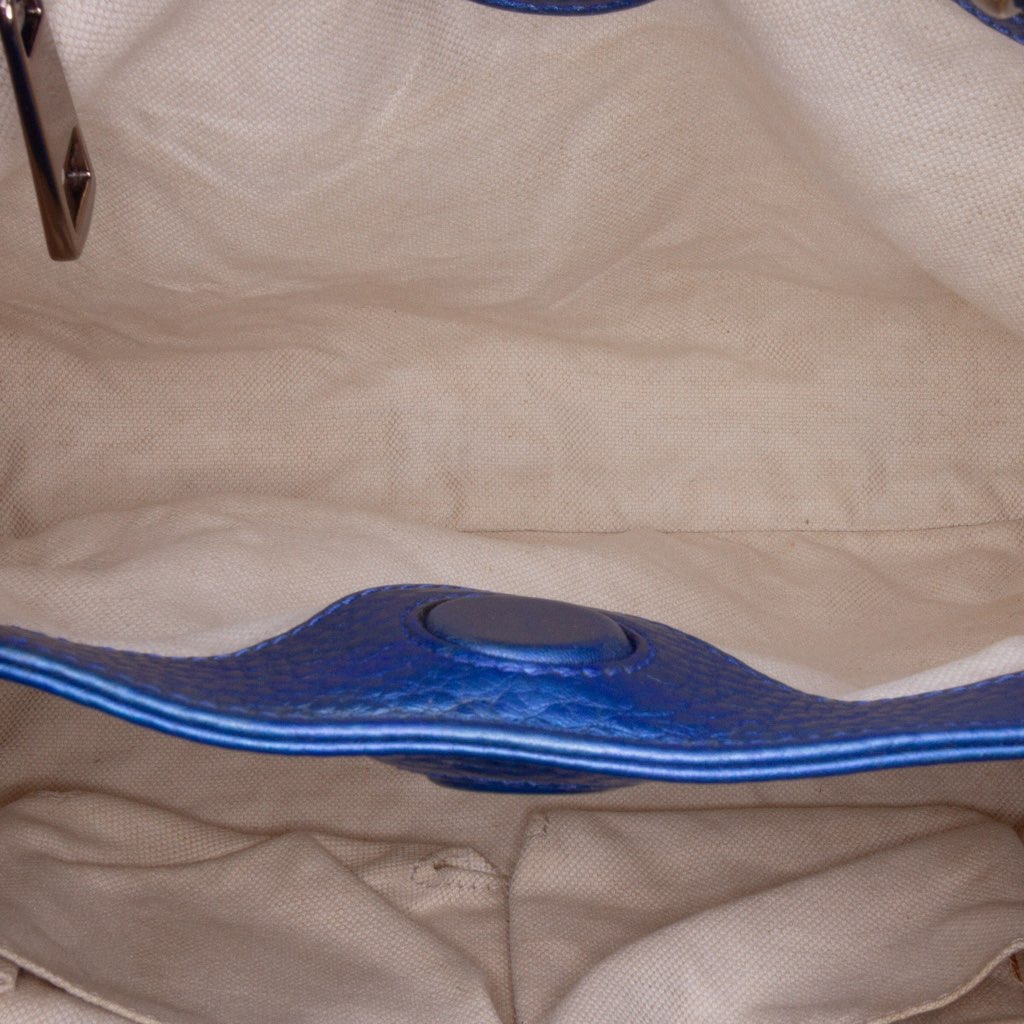 Gucci Small Metallic Calfskin Bamboo Shopper Satchel - 4