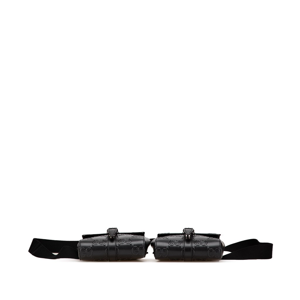 Gucci GG Embossed Perforated Double Belt Bag - 3