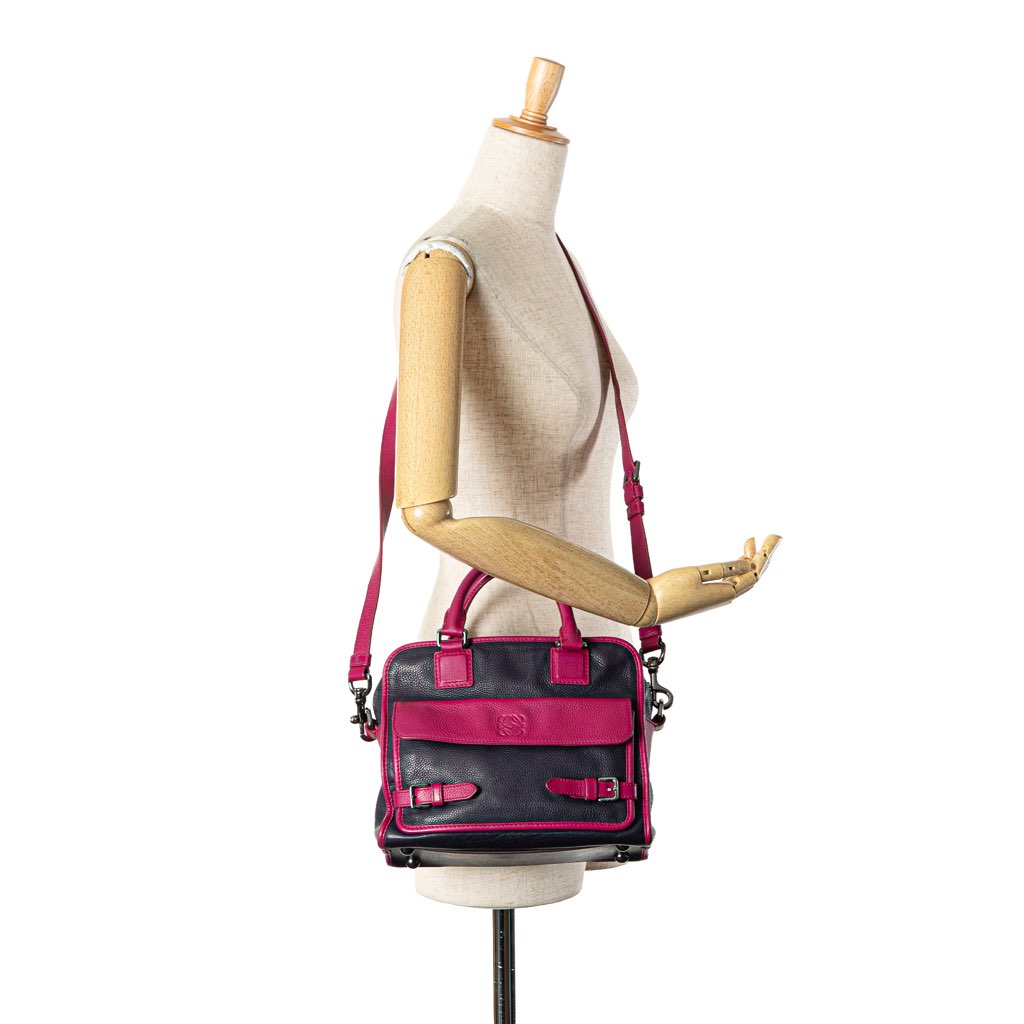 Loewe Grained Bicolor Calfskin Cruz Satchel - Image 16