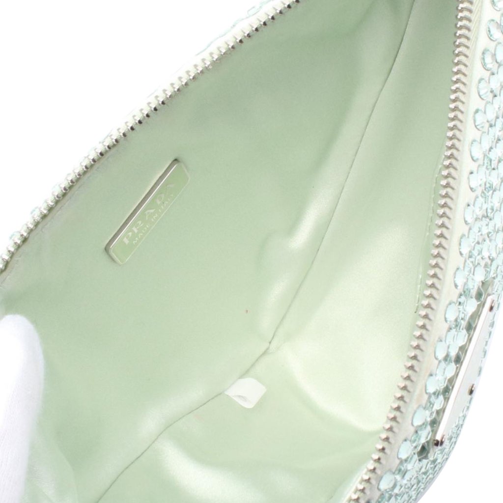 Prada Satin Crystal Embellished Triangle Pouch - 3