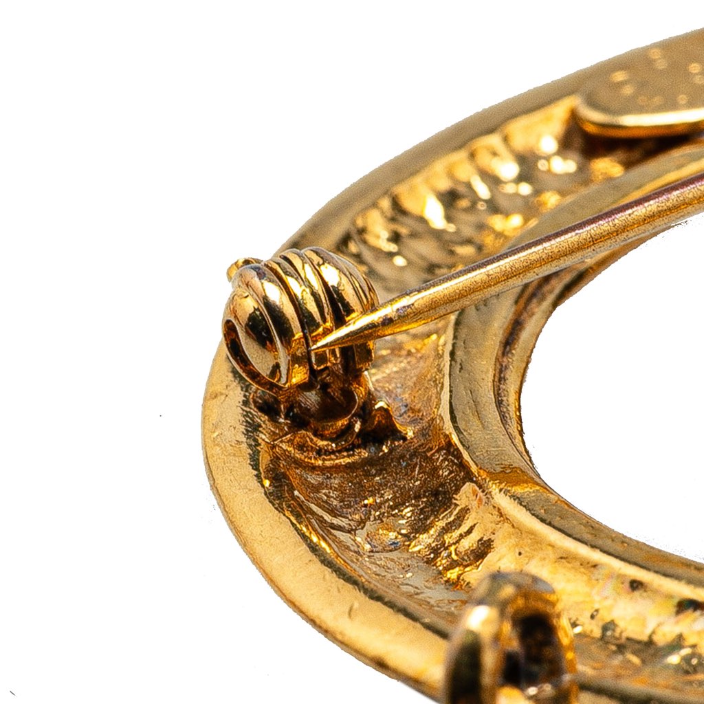 Chanel Gold Plated CC Hoop Brooch - 4