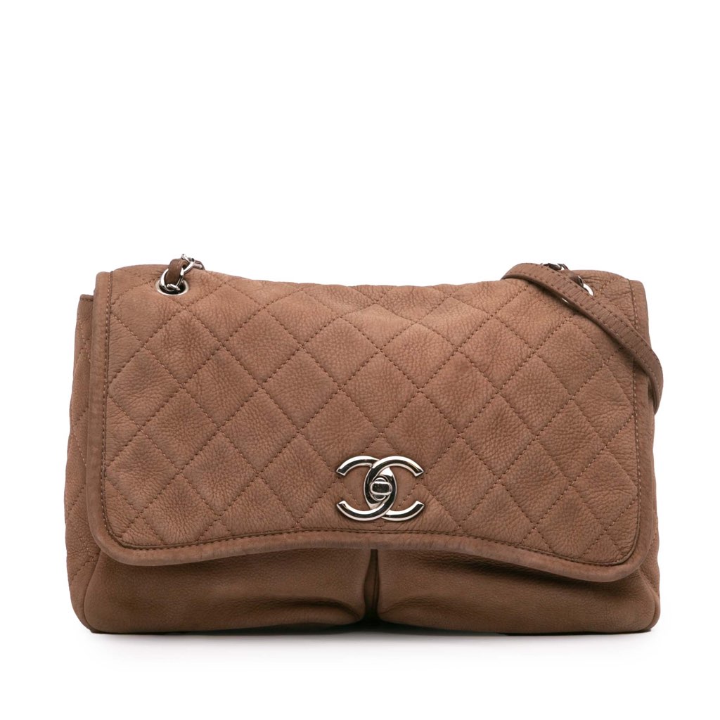 Chanel Large Quilted Nubuck Natural Beauty Split Pocket Flap - 2