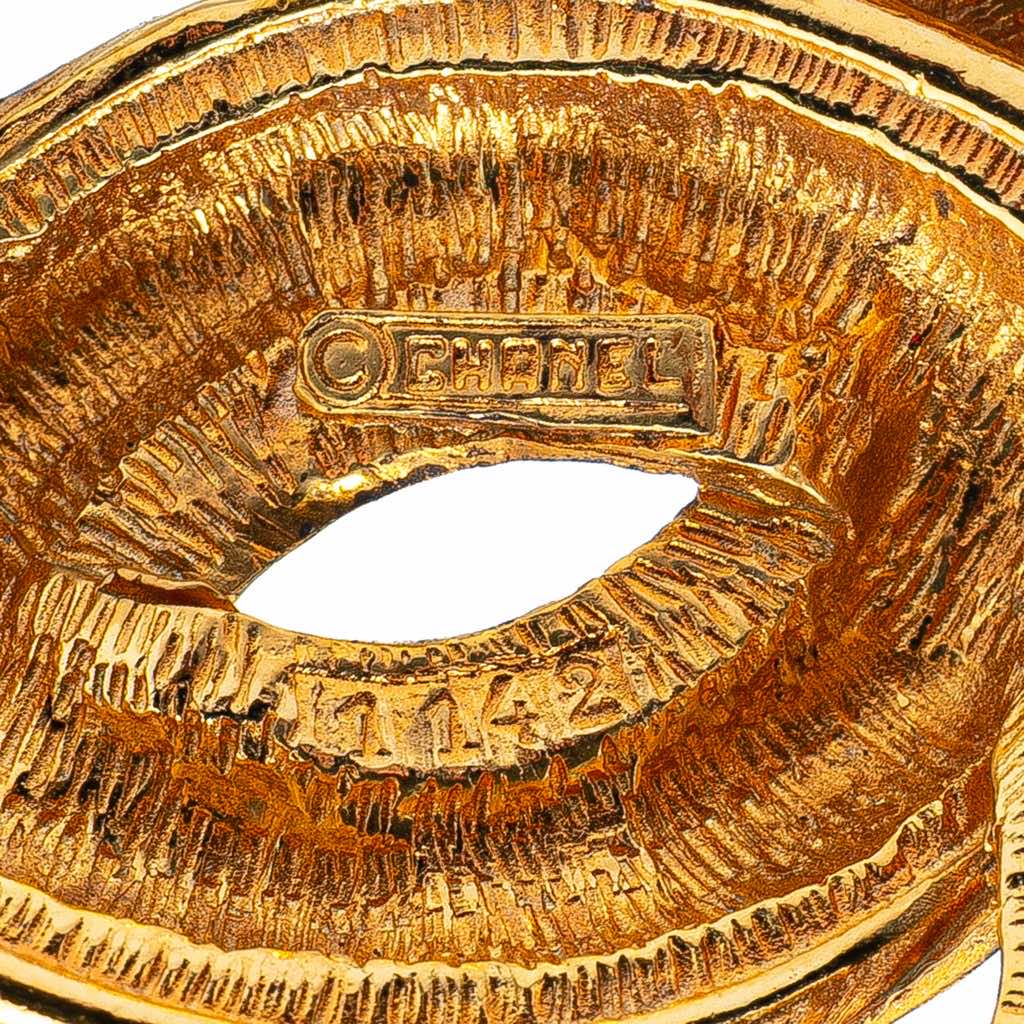 Chanel Gold Plated CC Quilted Brooch - Image 6