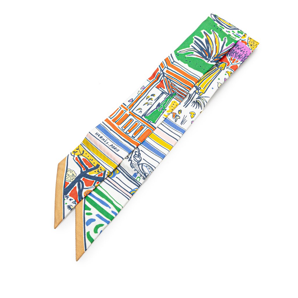 Hermès Rayures d'Ete Twilly Silk Scarf
