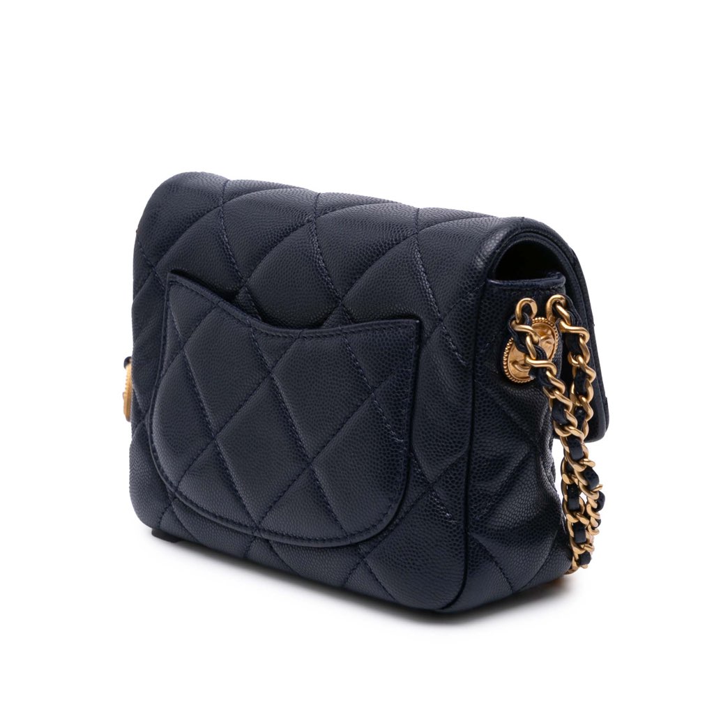 Chanel Mini Caviar Twist Your Buttons Flap - Back view