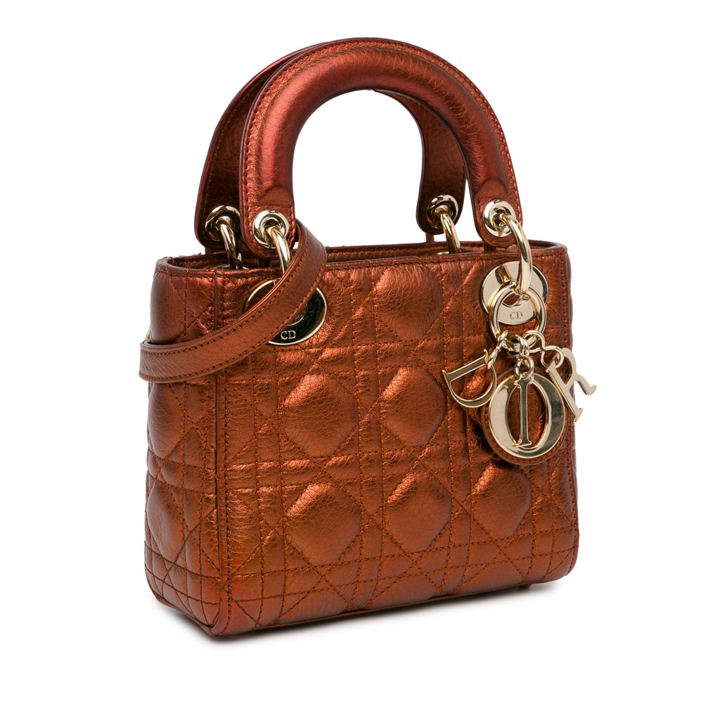 Dior Mini Metallic Calfskin Cannage Lady Dior - 2