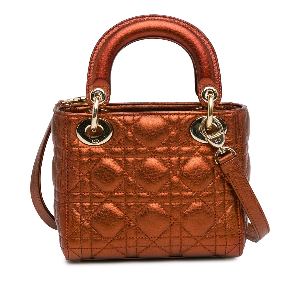 Dior Mini Metallic Calfskin Cannage Lady Dior - 3