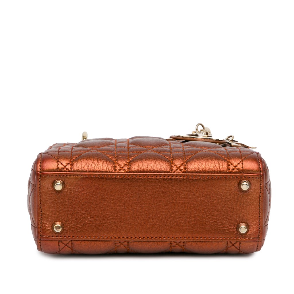 Dior Mini Metallic Calfskin Cannage Lady Dior - 4