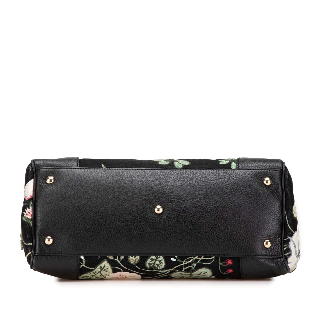 Gucci Medium Canvas Bamboo Shopper Flora Knight Satchel - 3
