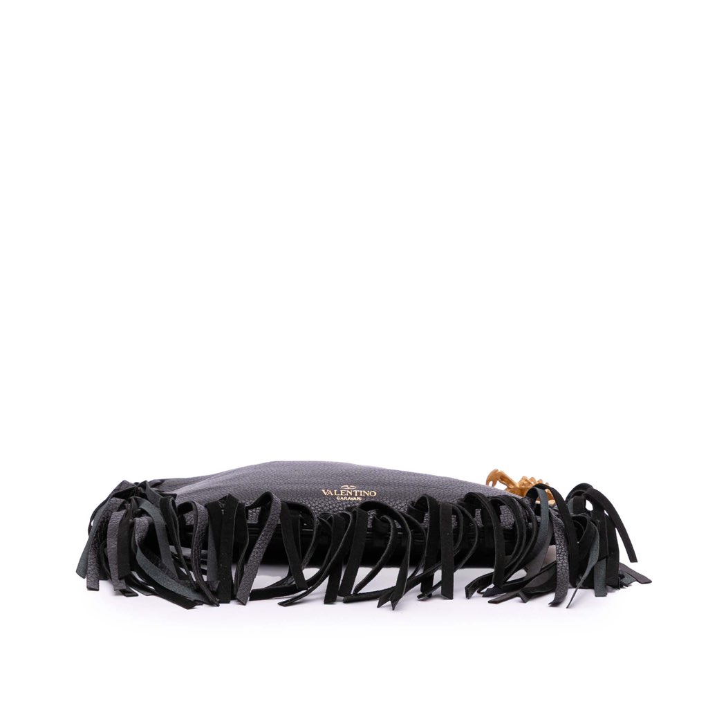 Valentino Grained Calfskin C Rockee Zodiac Fringe Clutch - 3
