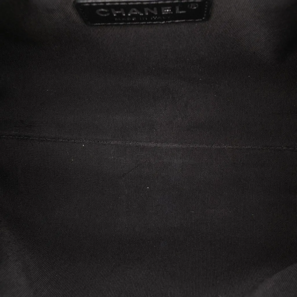 Chanel Calfskin Signature Chain 20s Bowling Bag Black Leather Good - Model View