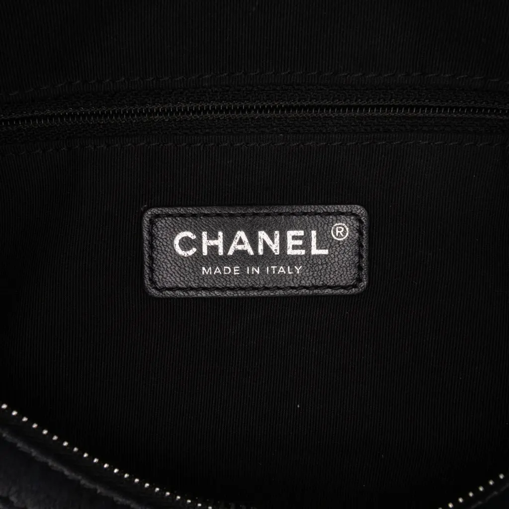 Chanel Calfskin Signature Chain 20s Bowling Bag Black Leather Good - Box View