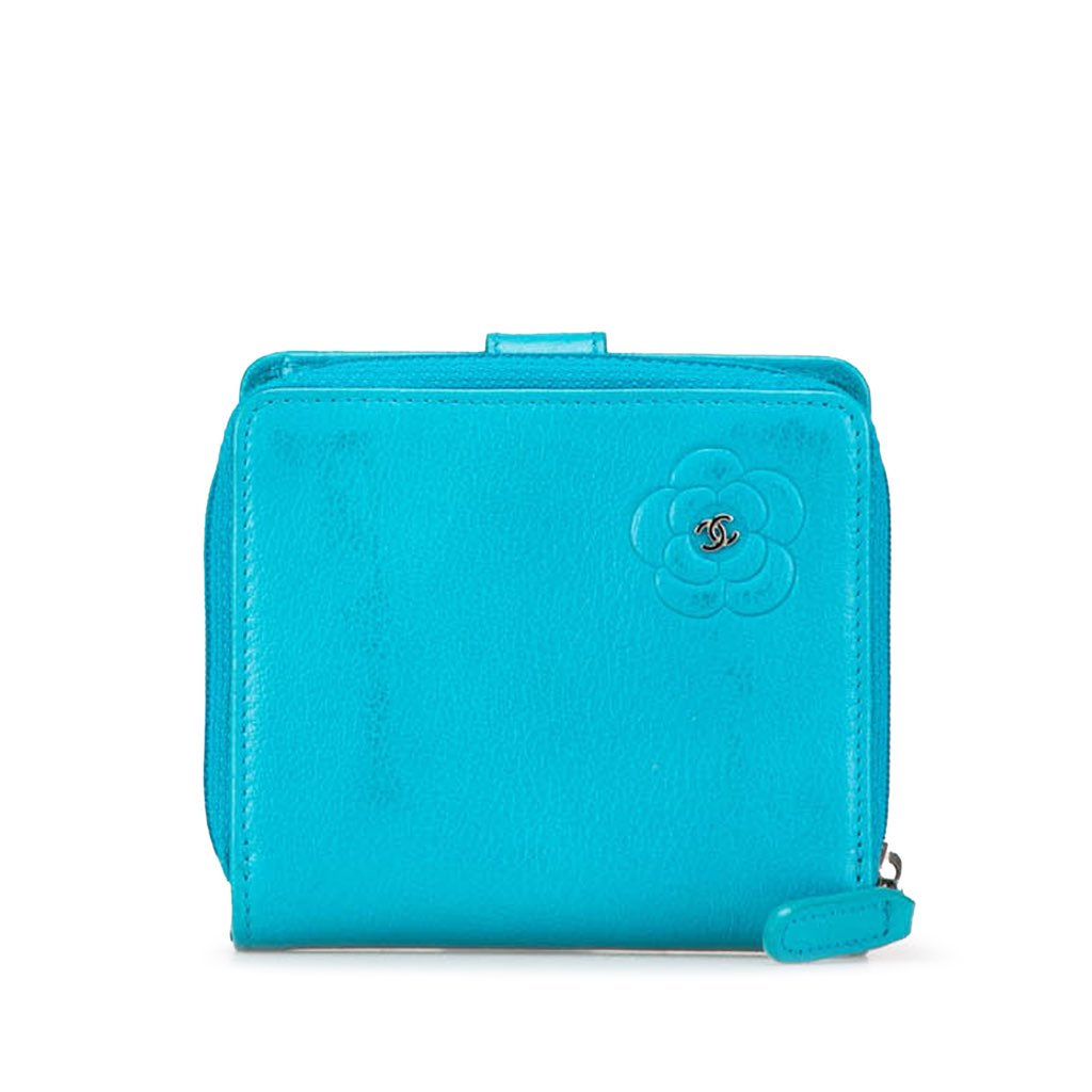 Chanel CC Camellia Calfskin Zip Around Small Wallet