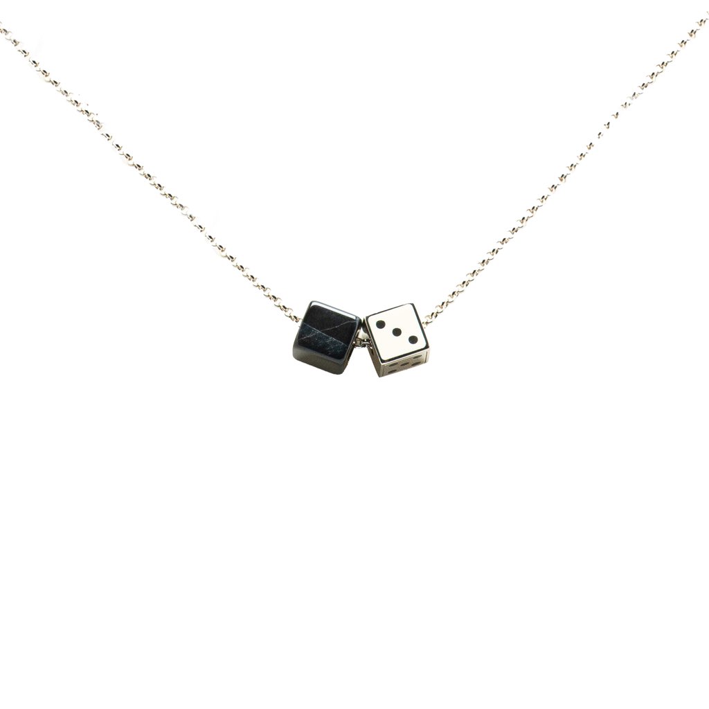 Louis Vuitton Silver Plated Enamel Game On Dice Pendant Necklace