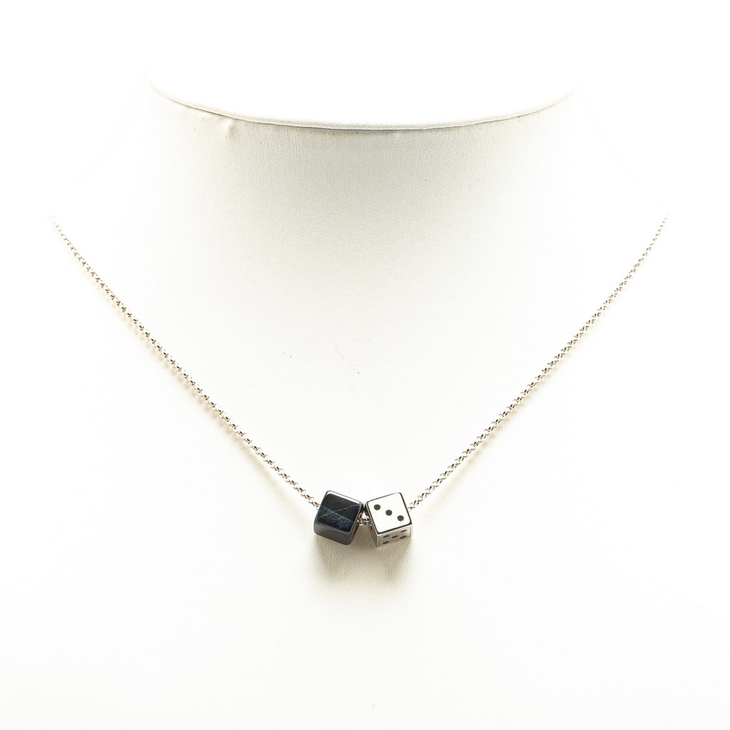 Louis Vuitton Silver Plated Enamel Game On Dice Pendant Necklace - Detail 2