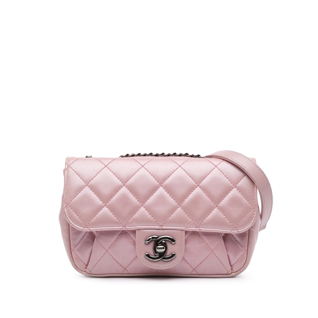 Chanel Mini Quilted Metallic Calfskin Coco Pleats Chain Flap
