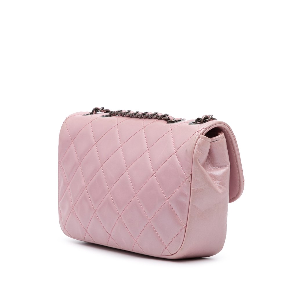 Chanel Mini Quilted Metallic Calfskin Coco Pleats Chain Flap - Back view