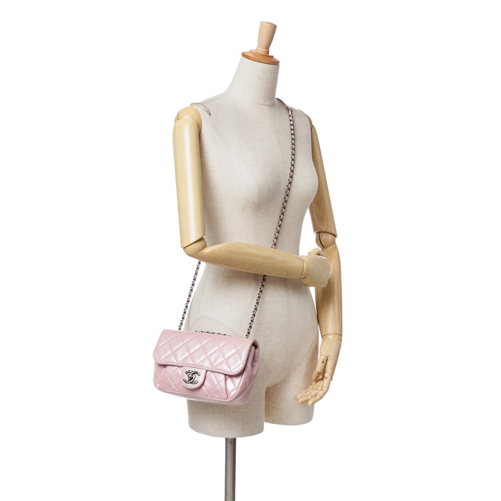 Chanel Mini Quilted Metallic Calfskin Coco Pleats Chain Flap - Image 12