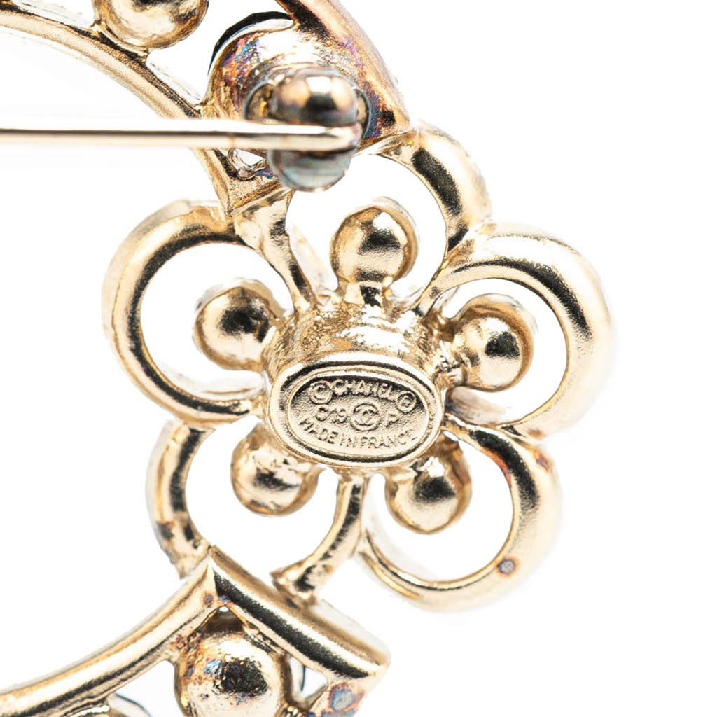 Chanel Gold Plated CC Crystal Brooch - 3