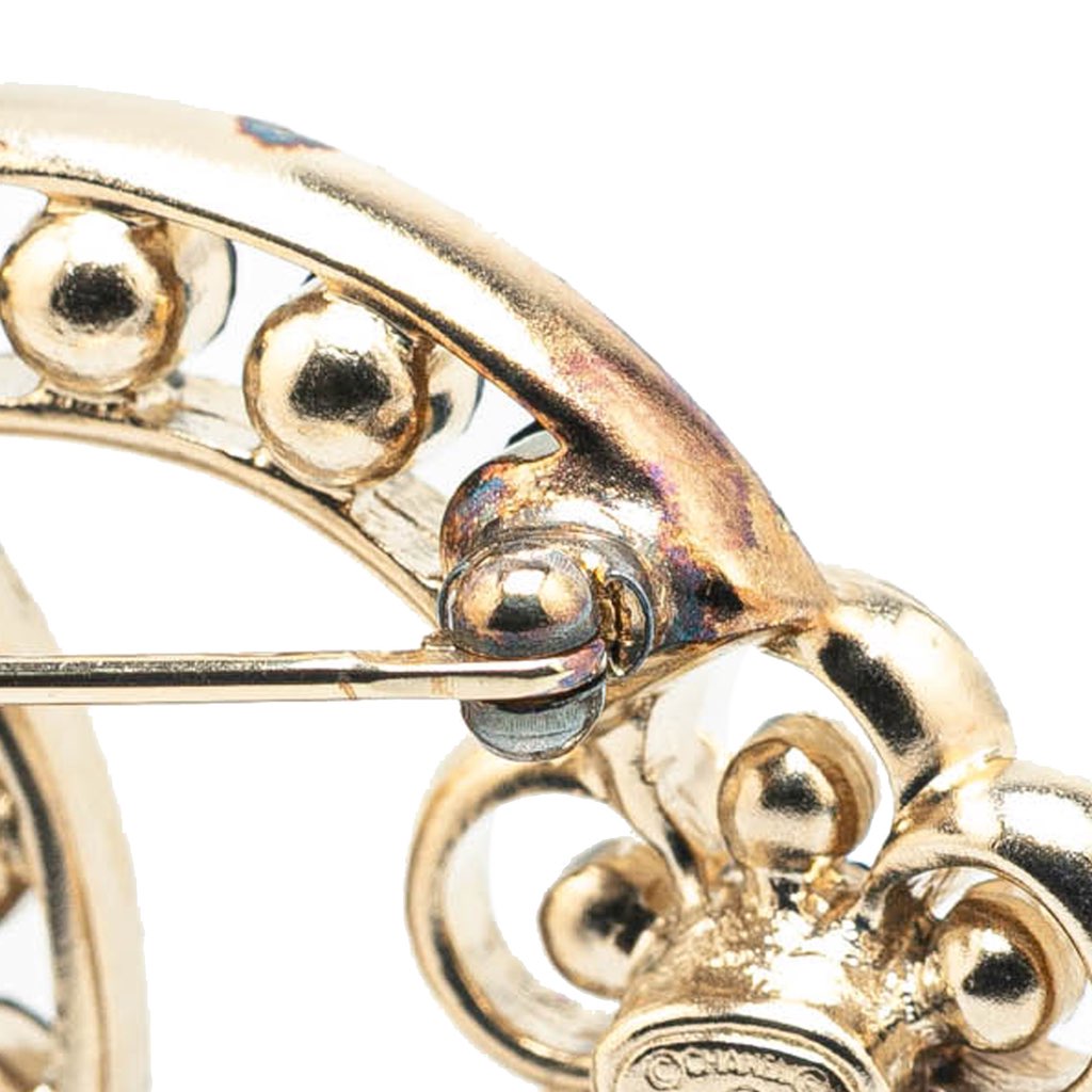 Chanel Gold Plated CC Crystal Brooch - 4