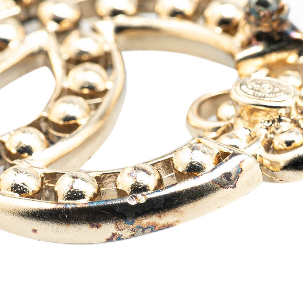 Chanel Gold Plated CC Crystal Brooch - 5