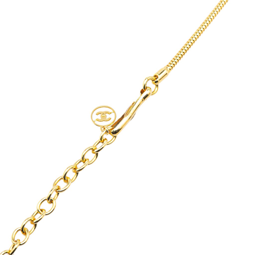 Chanel Gold Plated Resin Ball Pendant Necklace - Back view