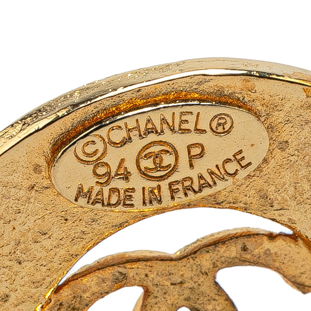 Chanel Gold Plated CC Round Clip On Earrings - Image 6