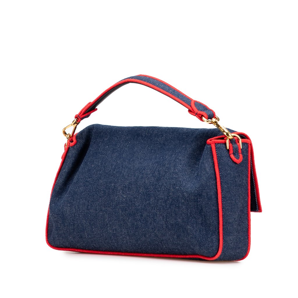 Fendi Large Denim Baguette Satchel - 2