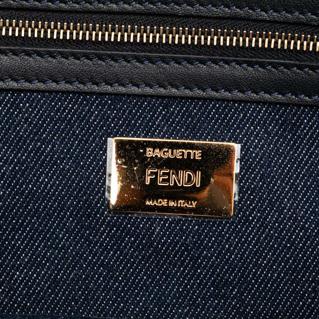 Fendi Large Denim Baguette Satchel - 5