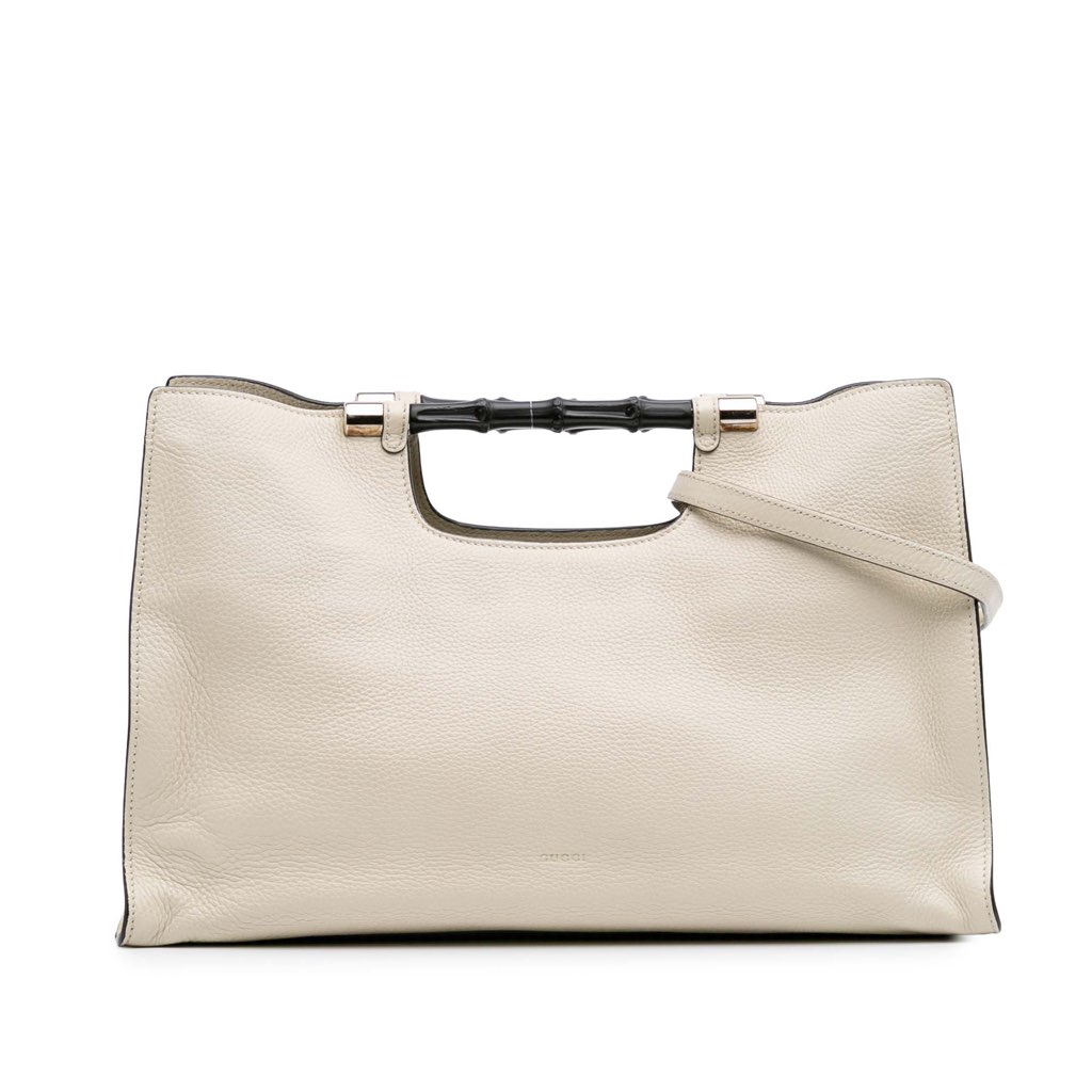 Gucci Medium Calfskin Bamboo Daily Shopper Satchel
