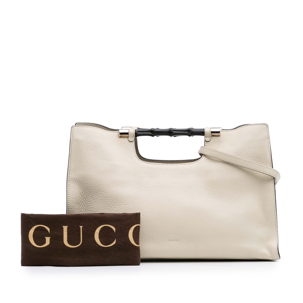 Gucci Medium Calfskin Bamboo Daily Shopper Satchel - Image 12