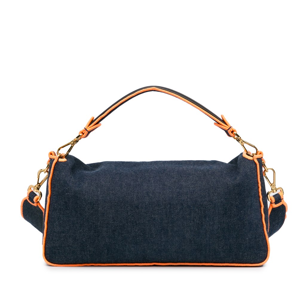 Fendi Large Denim Baguette Satchel - 3