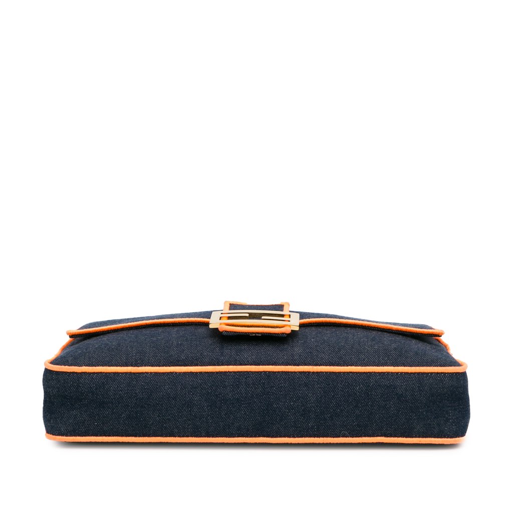 Fendi Large Denim Baguette Satchel - 4